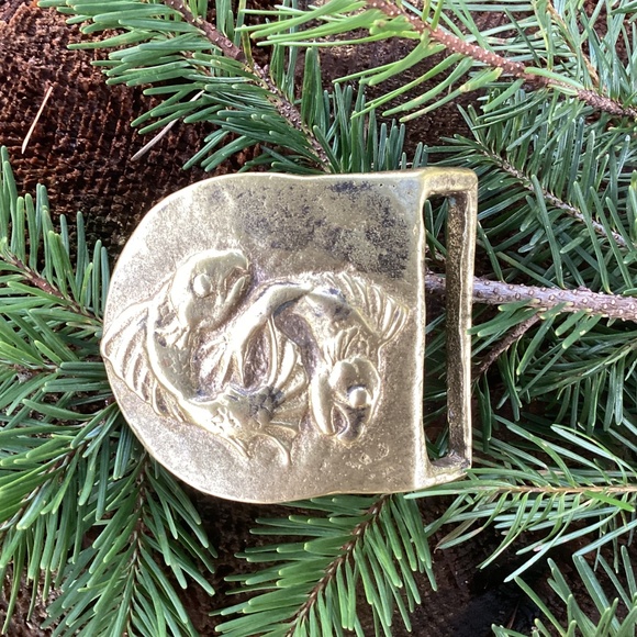 Vintage Solid Brass E Kirchner 1973 Fish Pisces Belt Buckle main image 8